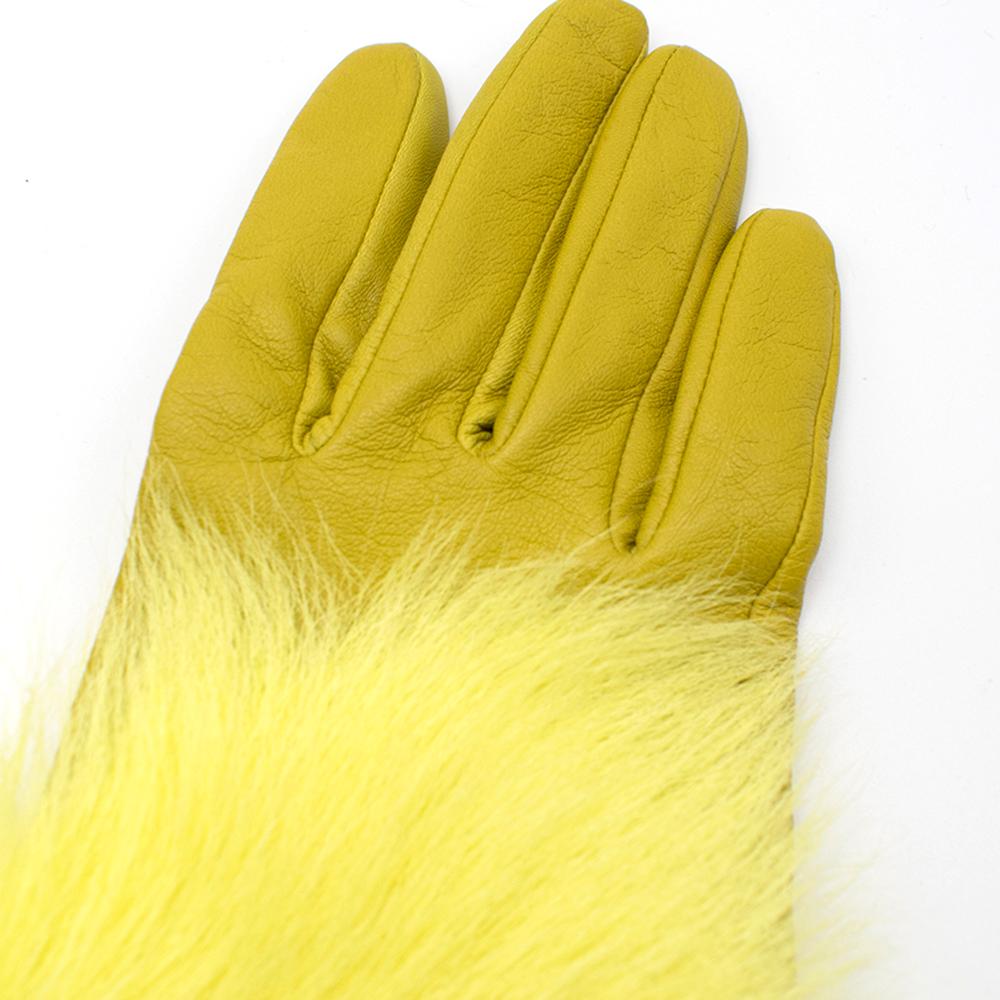 Kenzo Yellow Shearling & Leather Gloves 1