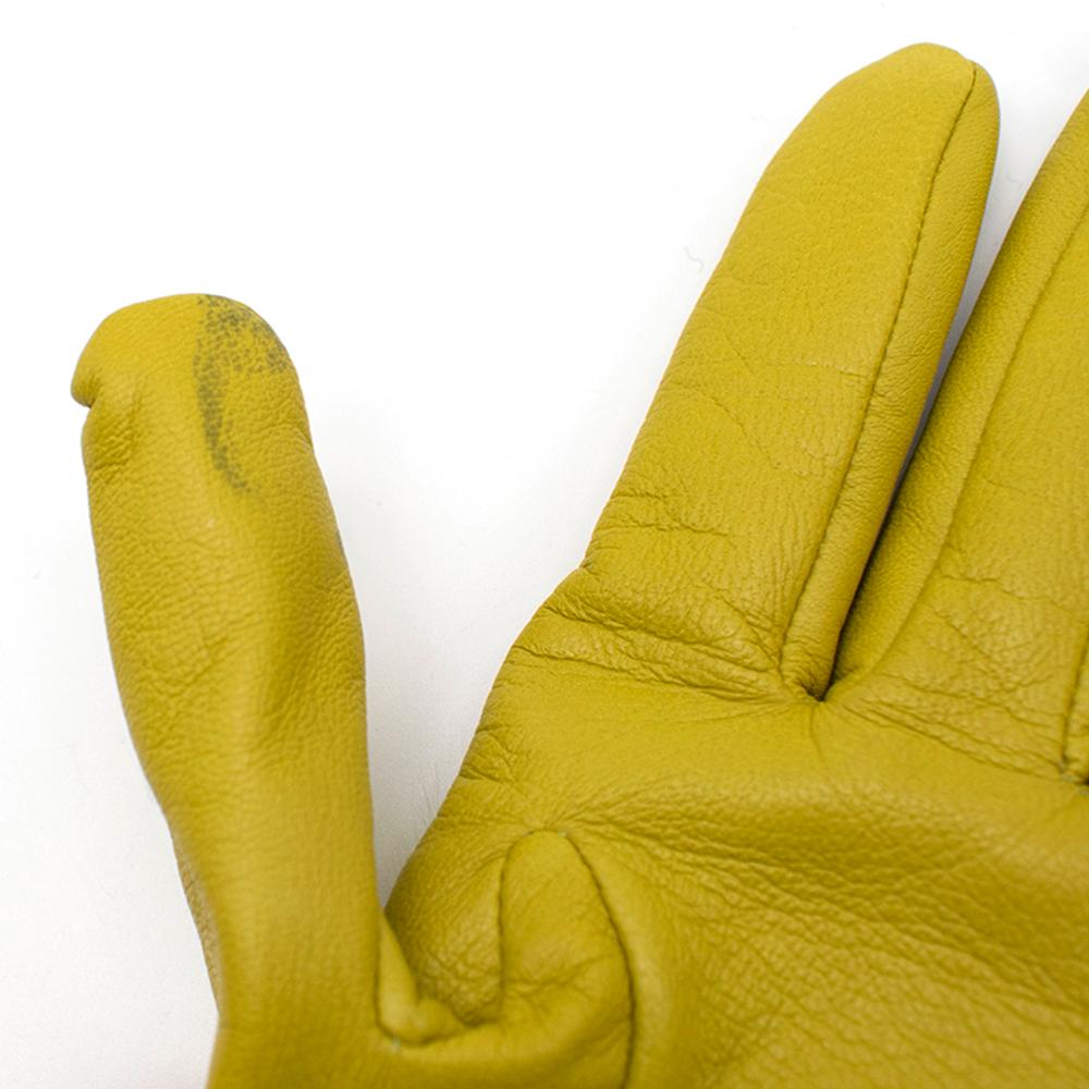 Kenzo Yellow Shearling & Leather Gloves 2
