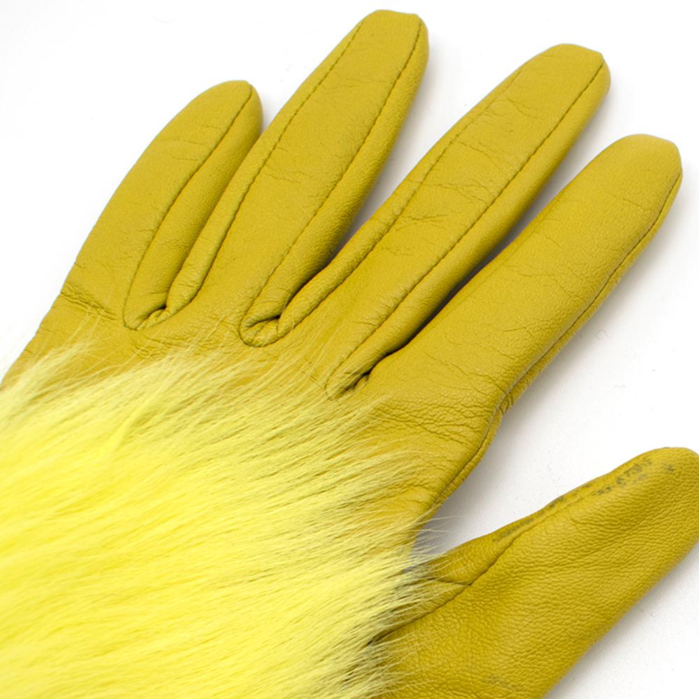 Kenzo Yellow Shearling & Leather Gloves 3
