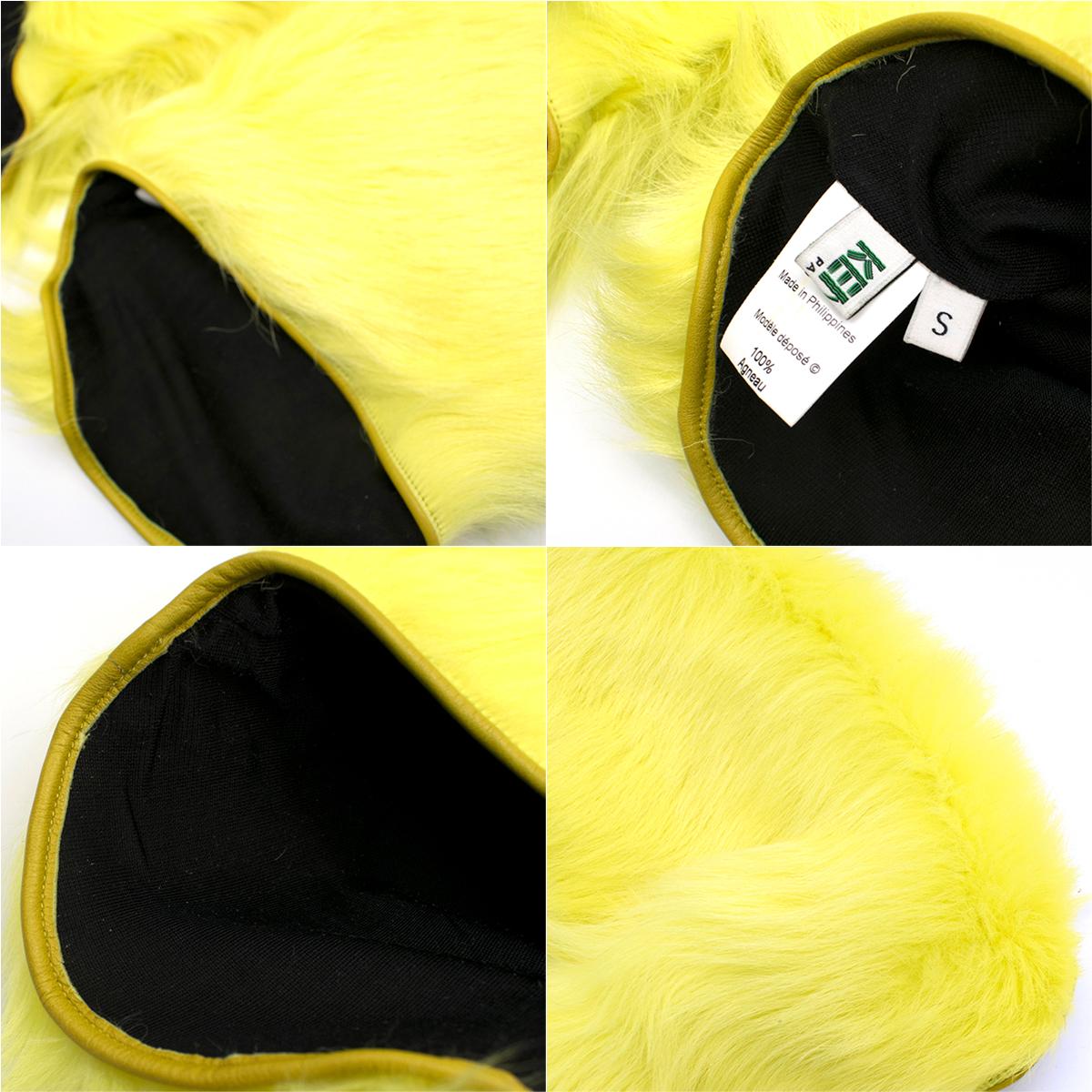 Kenzo Yellow Shearling & Leather Gloves 5