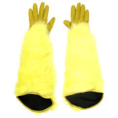 Kenzo Yellow Shearling & Leather Gloves