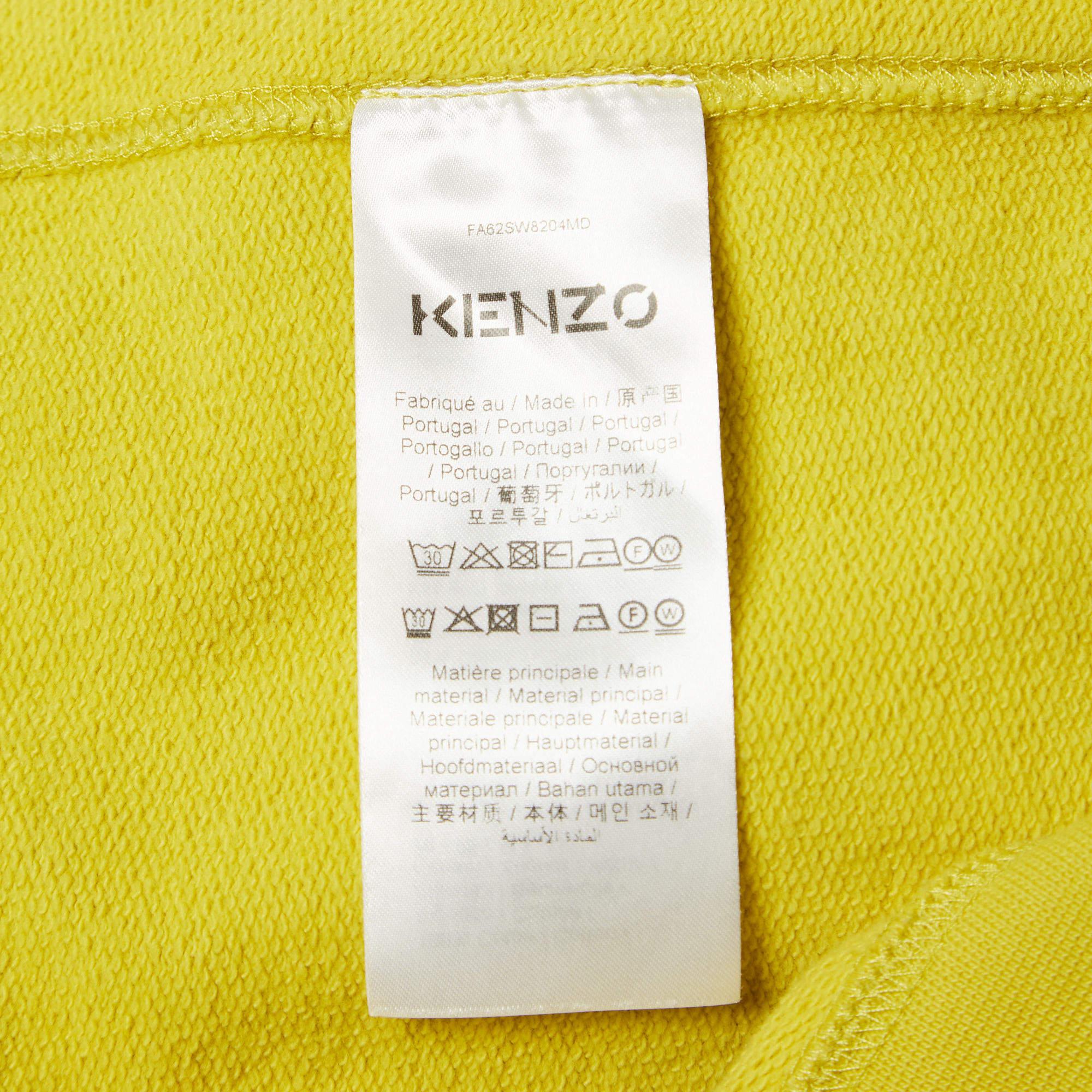 Kenzo Yellow Tiger Applique Cotton Knit Sweatshirt S For Sale 1