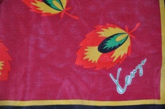 Kenzo's Black & Olive Border With Feathers Silk Scarf