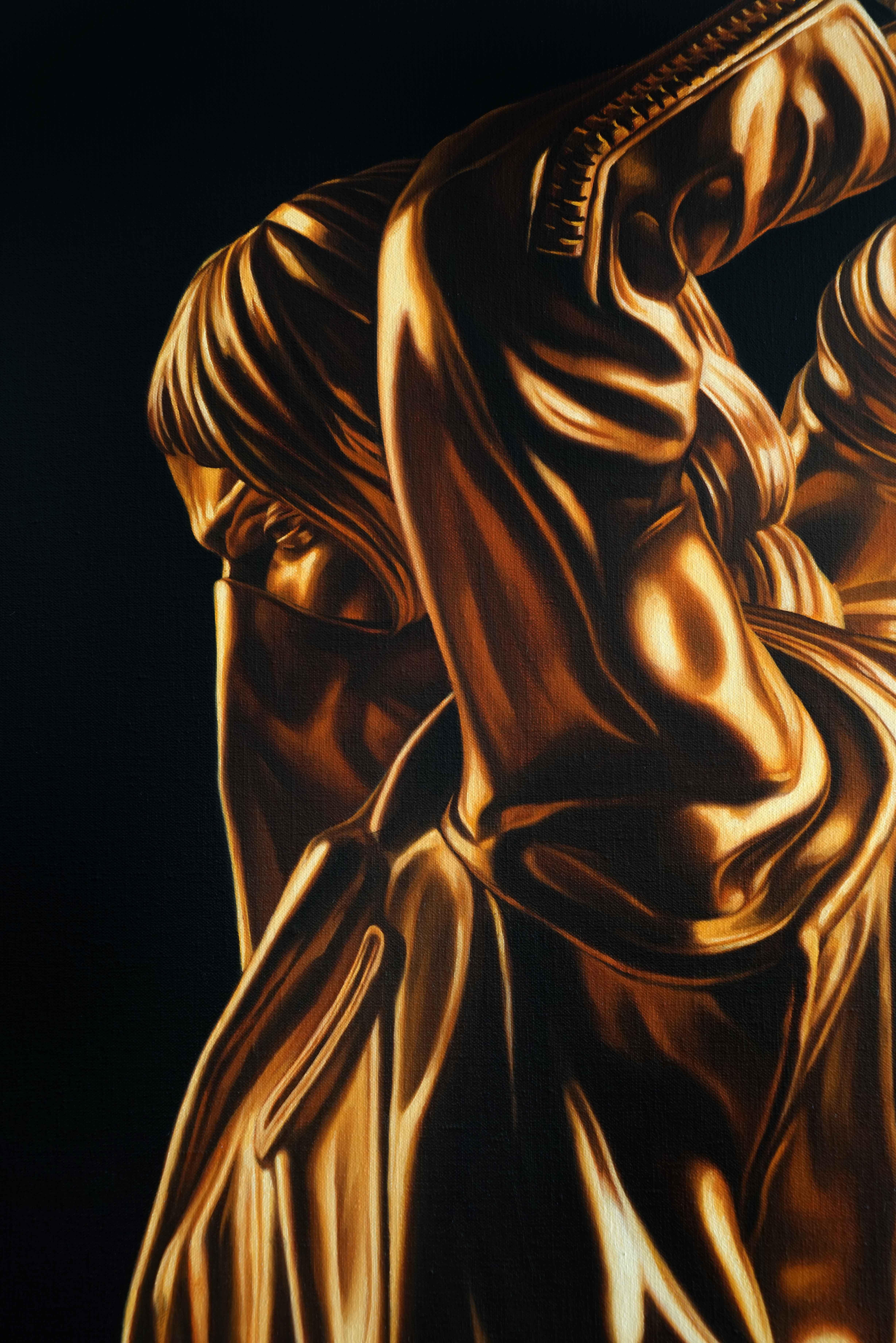 Model for statue 3 (gold) - Black Figurative Painting by Kepa Garraza