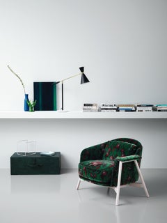 Kepi-Hocker mit brauner Samtpolsterung und grauen Metallfüßen von Emilio Nanni