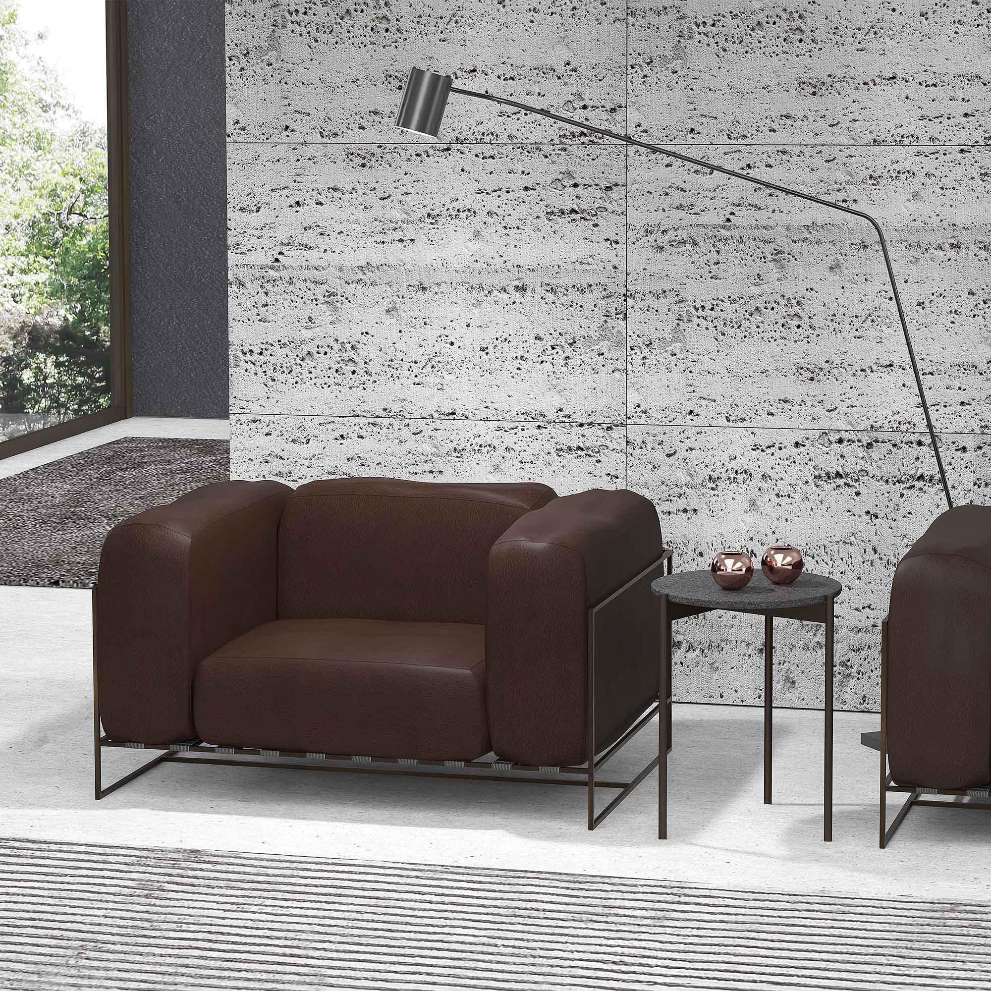 Poltrona Kepler 22 di Sphaus
Creato da Filippo Dell'Orto
Dimensioni: D 90 x L 130 x H 73 cm.
Materiali: Barre in acciaio verniciato a polvere, cinghie elastiche, poliuretano, fibra naturale, pelle.

Sistema di sedute versatile con sei elementi