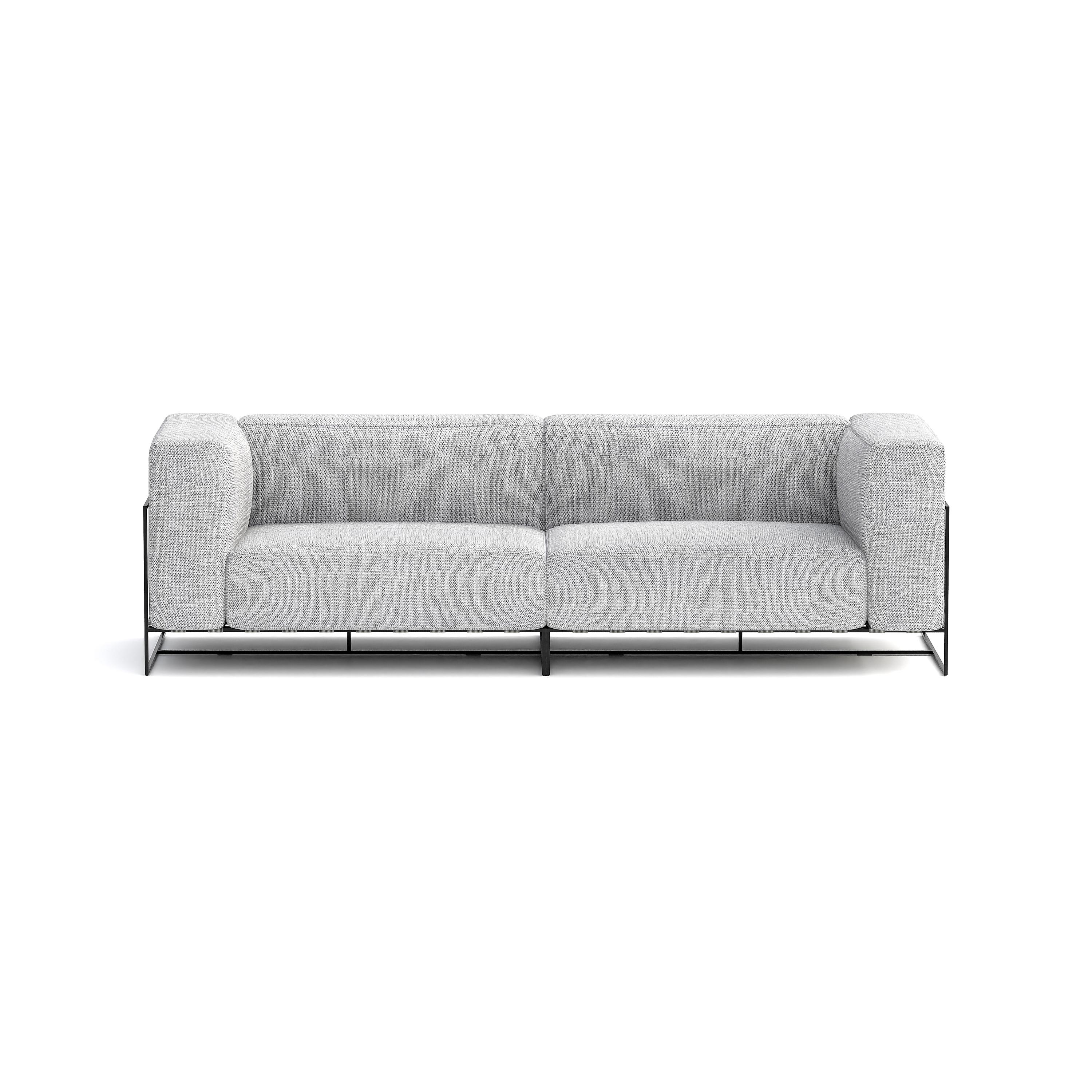 Divano a 2 posti in lino Kepler 22 di Sphaus
Creato da Filippo Dell'Orto
Dimensioni: D 90 x L 260 x H 73 cm.
Materiali: Barre in acciaio verniciato a polvere, cinghie elastiche, poliuretano, fibra naturale, lino.

Sistema di sedute versatile con sei