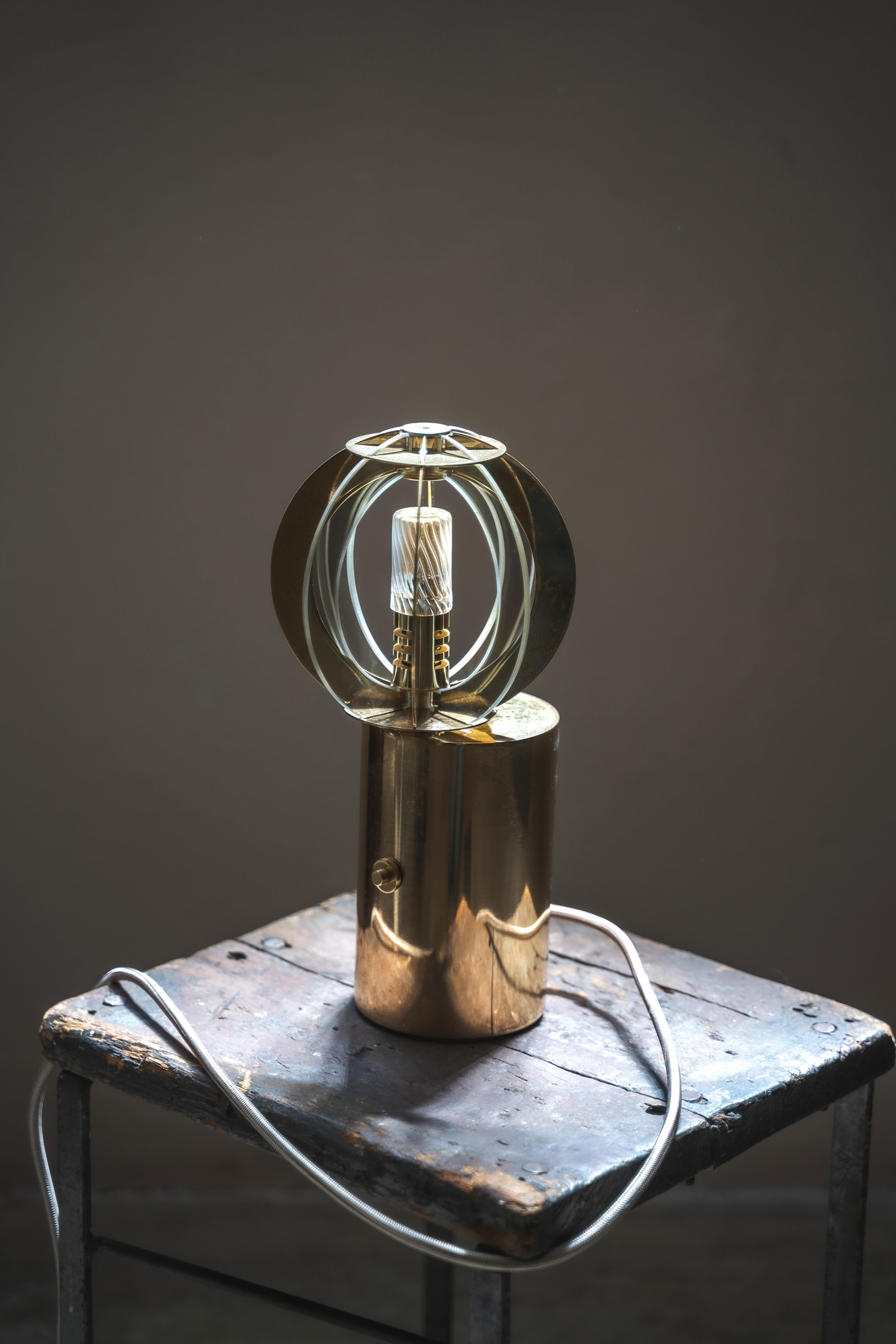 Kepler K15T, Brass and Blown Glass Table Lamp by Angela Ardisson In New Condition For Sale In Milano, IT
