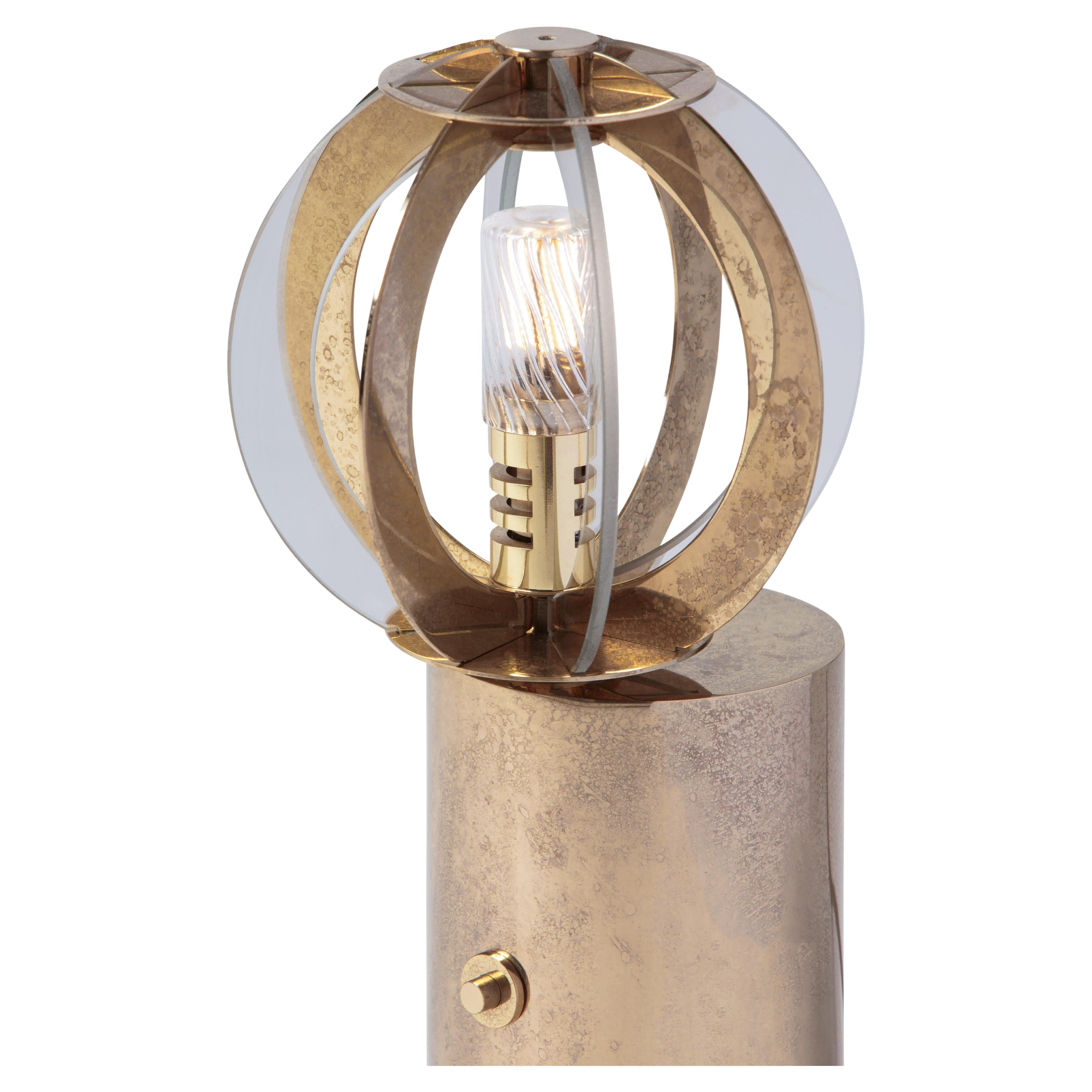 Kepler K15T, Brass and Blown Glass Table Lamp by Angela Ardisson For Sale