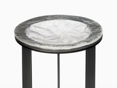 Kepler Side Table in Metal and Ladle Poured Cast Glass