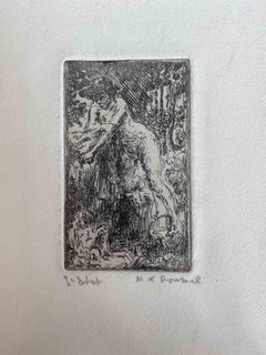 Gravure d'un nu en bois par Ker Xavier Roussel, années 1920