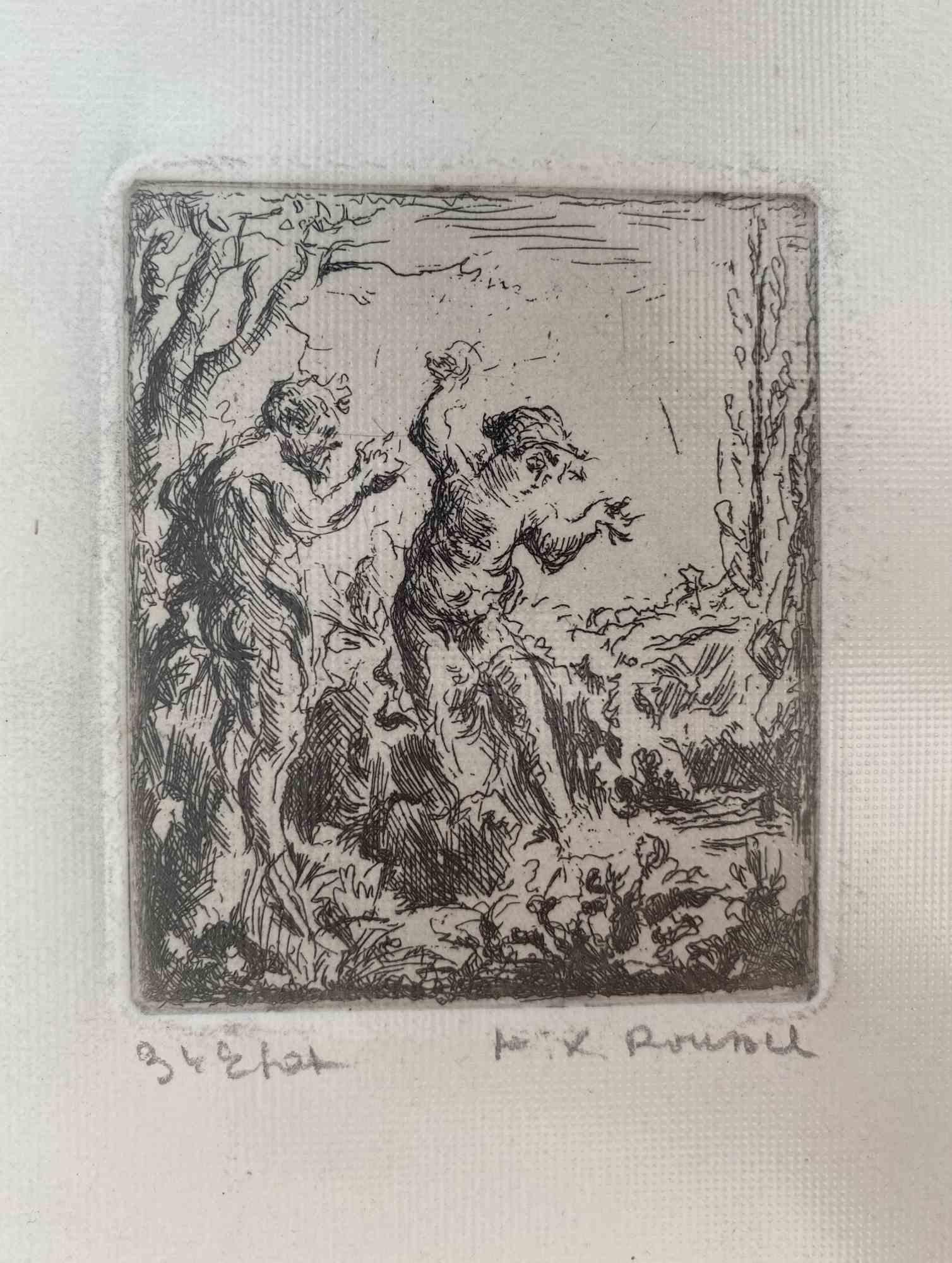 Nude in Woods is an original etching print artwork on ivory-colored paper realized by Ker-Xavier Roussel in 1920 ca.

Hand-Signed on the lower right margin. 

Very Good conditions.

Ker-Xavier Roussel (Lorry-les-Metz,1867 – L'Étang-La-Ville, 1944),