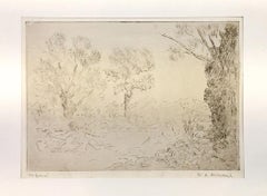 Satyre et Nymphe se Baignant dans un éta - Etching by Ker Xavier Roussel - 1900s