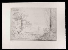 Satyre et Nymphe se Baignant dans un étang - Etching by Ker X. Roussel - 1900s