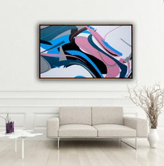 Pink Flow by Kera - Abstracción geométrica contemporánea en blanco y negro