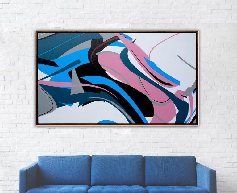 Pink Flow by Kera - Contemporary Geometric Abstraction with black and white For Sale 4