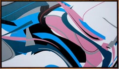 Pink Flow by Kera - Contemporary Geometric Abstraction with black and white