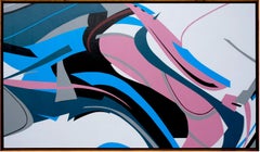 Used Pink Flow by Kera - Contemporary Geometric Abstraction with black and white