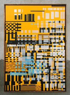 Untitled 019 - Geometric Abstraction with yellow, black and blue