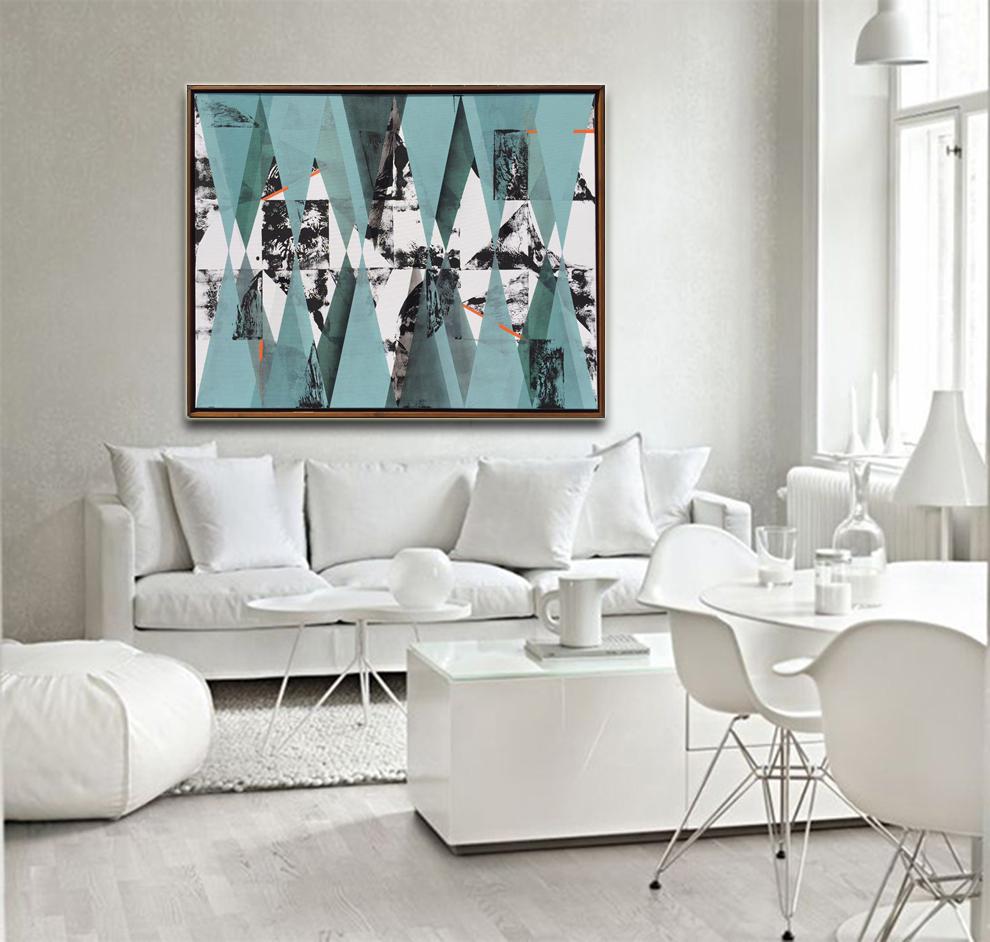 Untitled 034 by Kera - Abstraction géométrique avec turquoise, noir et bleu en vente 1