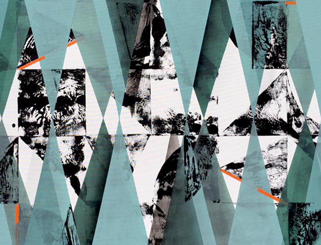 Untitled 034 by Kera - Abstraction géométrique avec turquoise, noir et bleu en vente 4