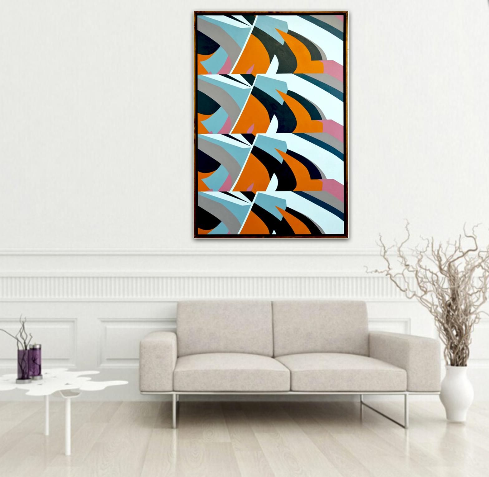 Waves by Kera - Abstraction géométrique contemporaine en noir et blanc en vente 3