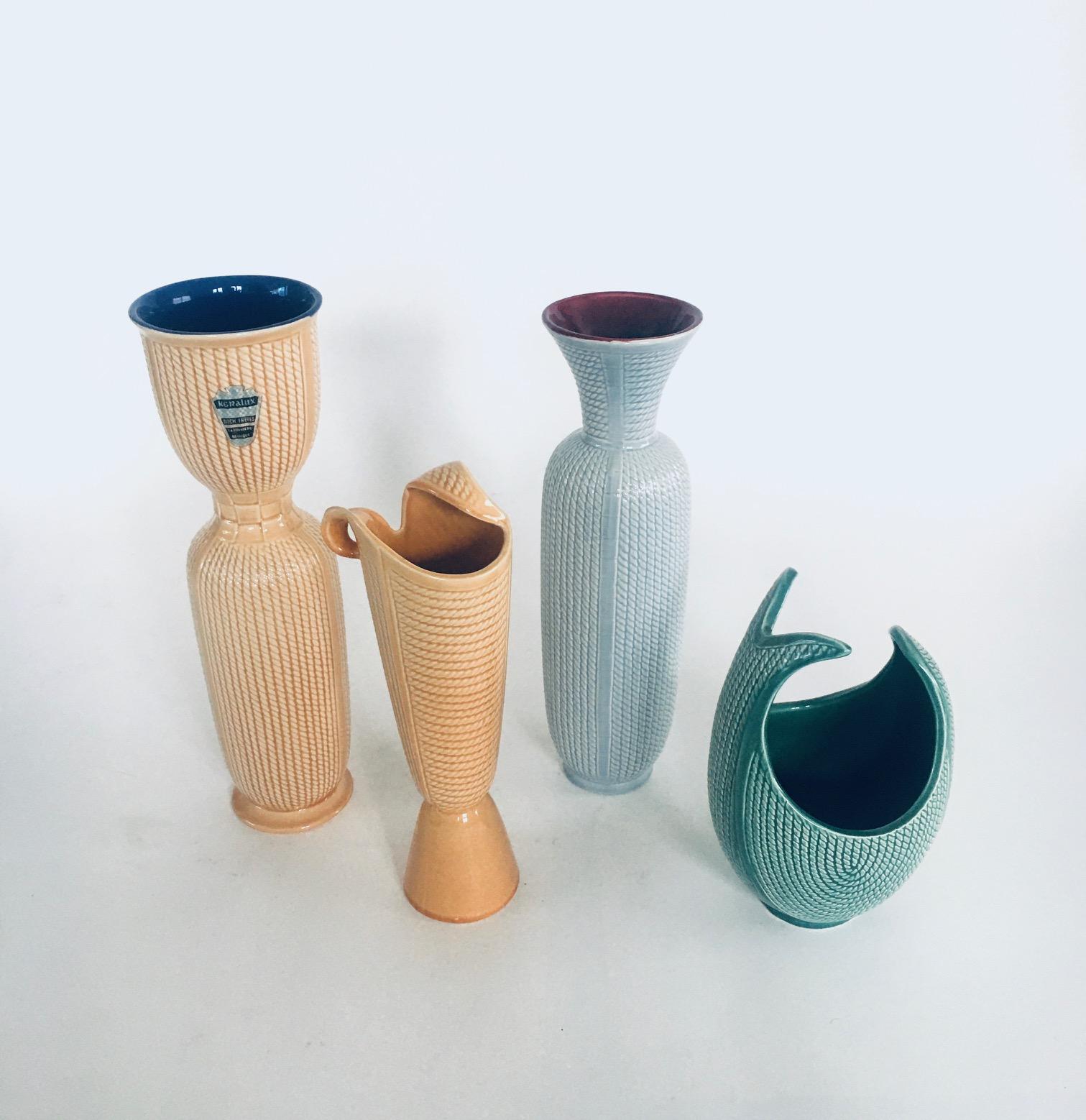 Belga Set di vasi Keralux Studio D'Art di Ernest d'Hossche per Boch Freres, 1956 Belgio in vendita