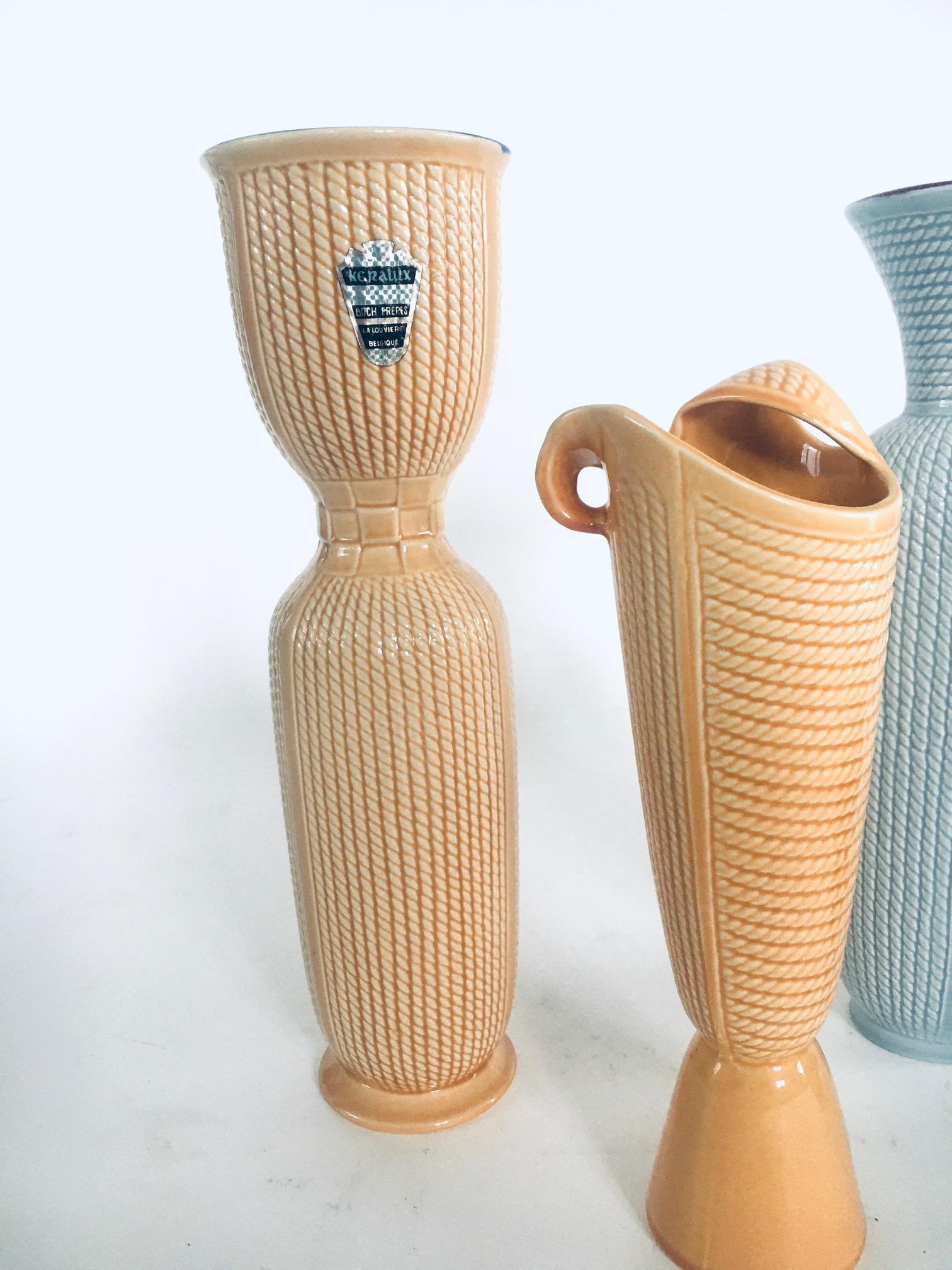 Metà XX secolo Set di vasi Keralux Studio D'Art di Ernest d'Hossche per Boch Freres, 1956 Belgio in vendita