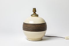 Keramos 20th century art deco 1930 white and black ceramic table lamp signed