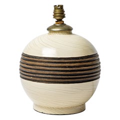Whiting 20e siècle art déco 1930 lampe à poser en céramique blanche et noire signée