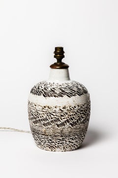 Keramos 20th Century Black and White Abstract Ceramic Table Lamp, 1930