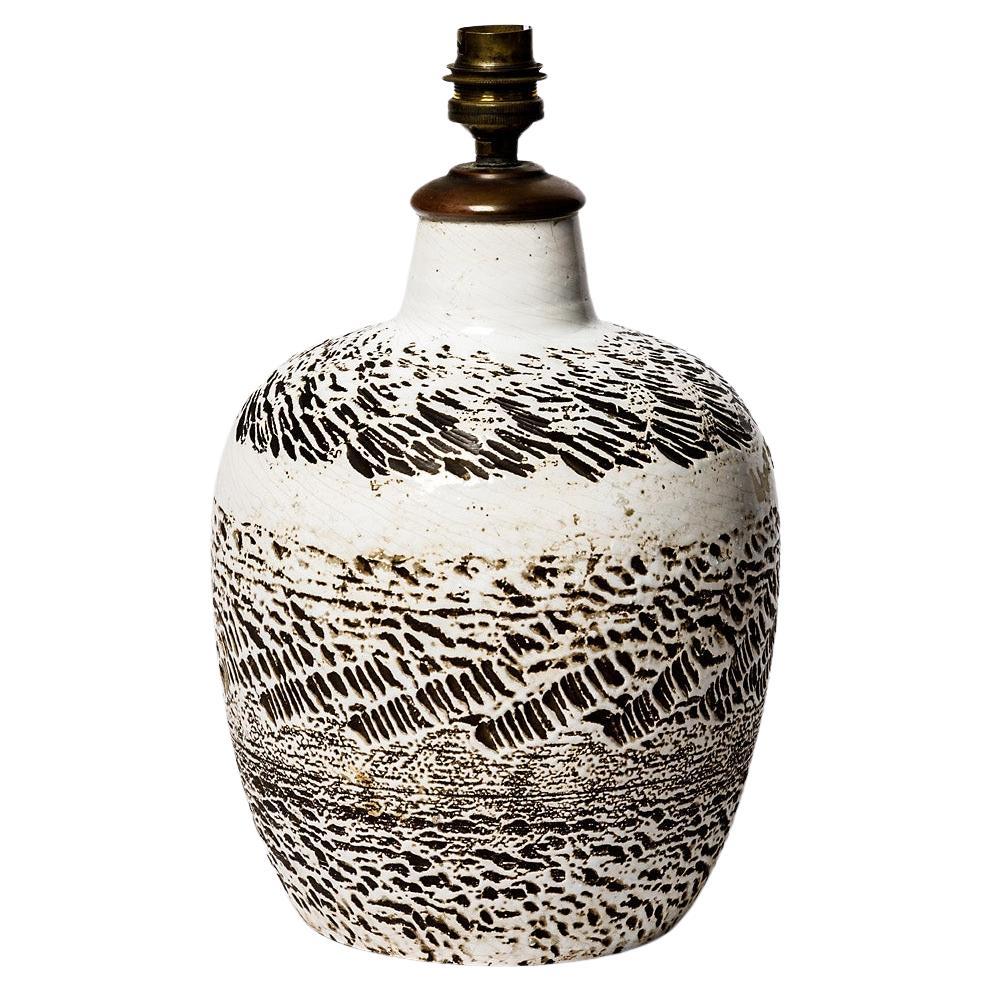 Keramos, abstrakte Keramik-Tischlampe, Schwarz-Weiß, 20. Jahrhundert, 1930