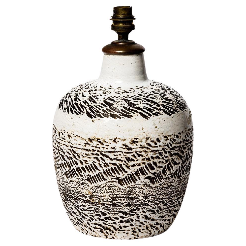 Lampada da tavolo in ceramica astratta Keramos del XX secolo in bianco e nero, 1930