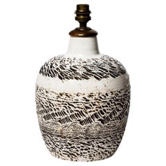 Keramos 20th Century Black and White Abstract Ceramic Table Lamp, 1930