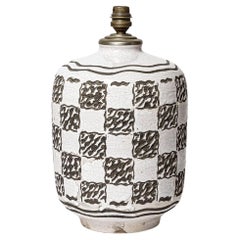 Lampe de table Keramos art déco du 20e siècle en céramique blanche et noire design d'éclairage