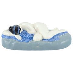 Keramos, Austria. Rare Art Deco ceramic sculpture of a reclining nude woman.