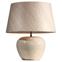 Keramos Sèvres Ceramic Table Lamp Base, White Crackle Glaze, 1950s
