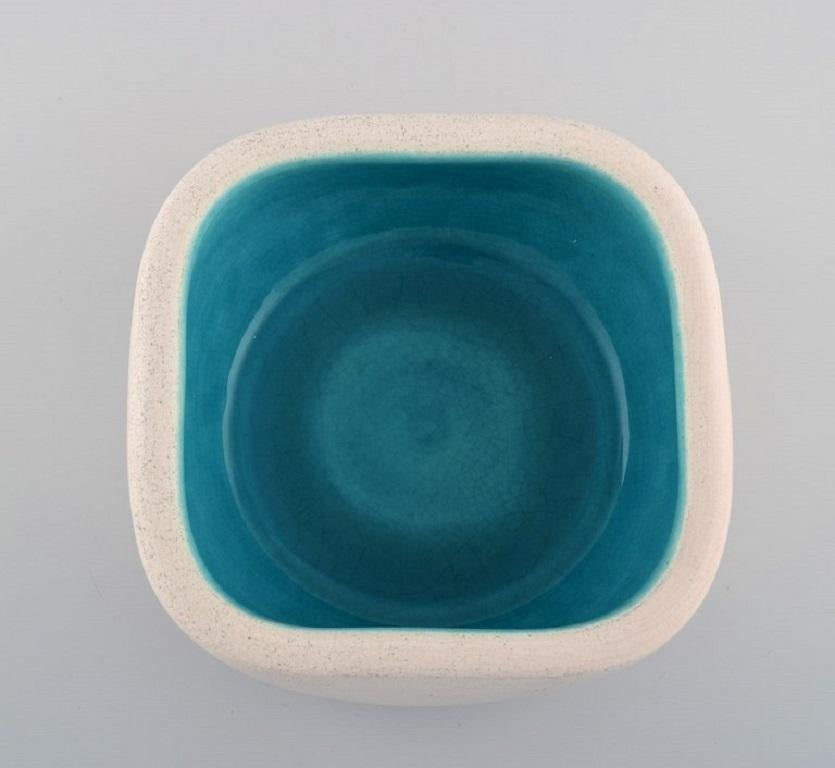 French Keramos Sèvres, France, Bowl in Glazed Stoneware, Beautiful Turquoise Glaze For Sale