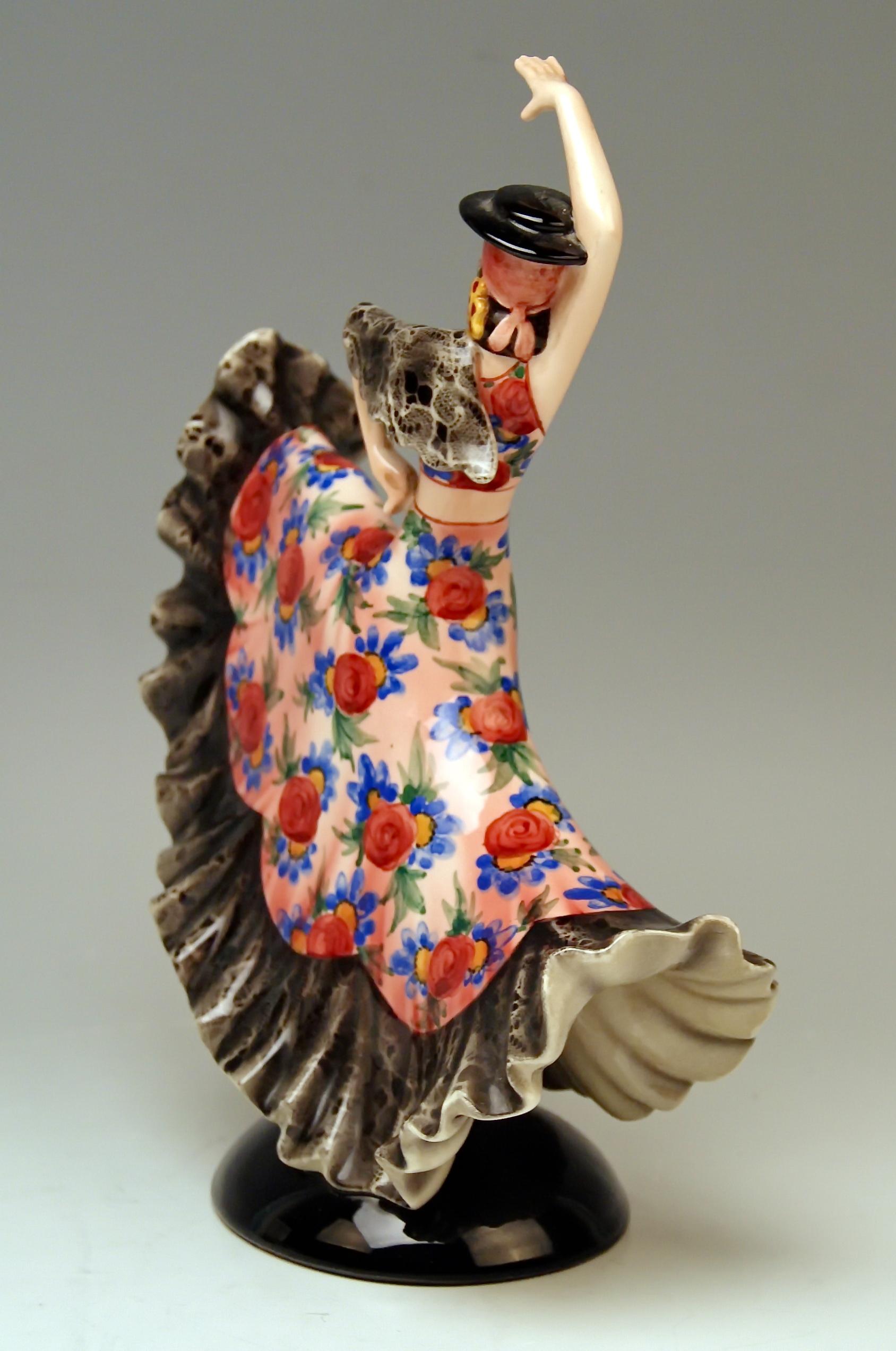 Art Deco Keramos Spanish Lady Dancer Model 1400 by Stefan Dakon Made, circa 1950-1960