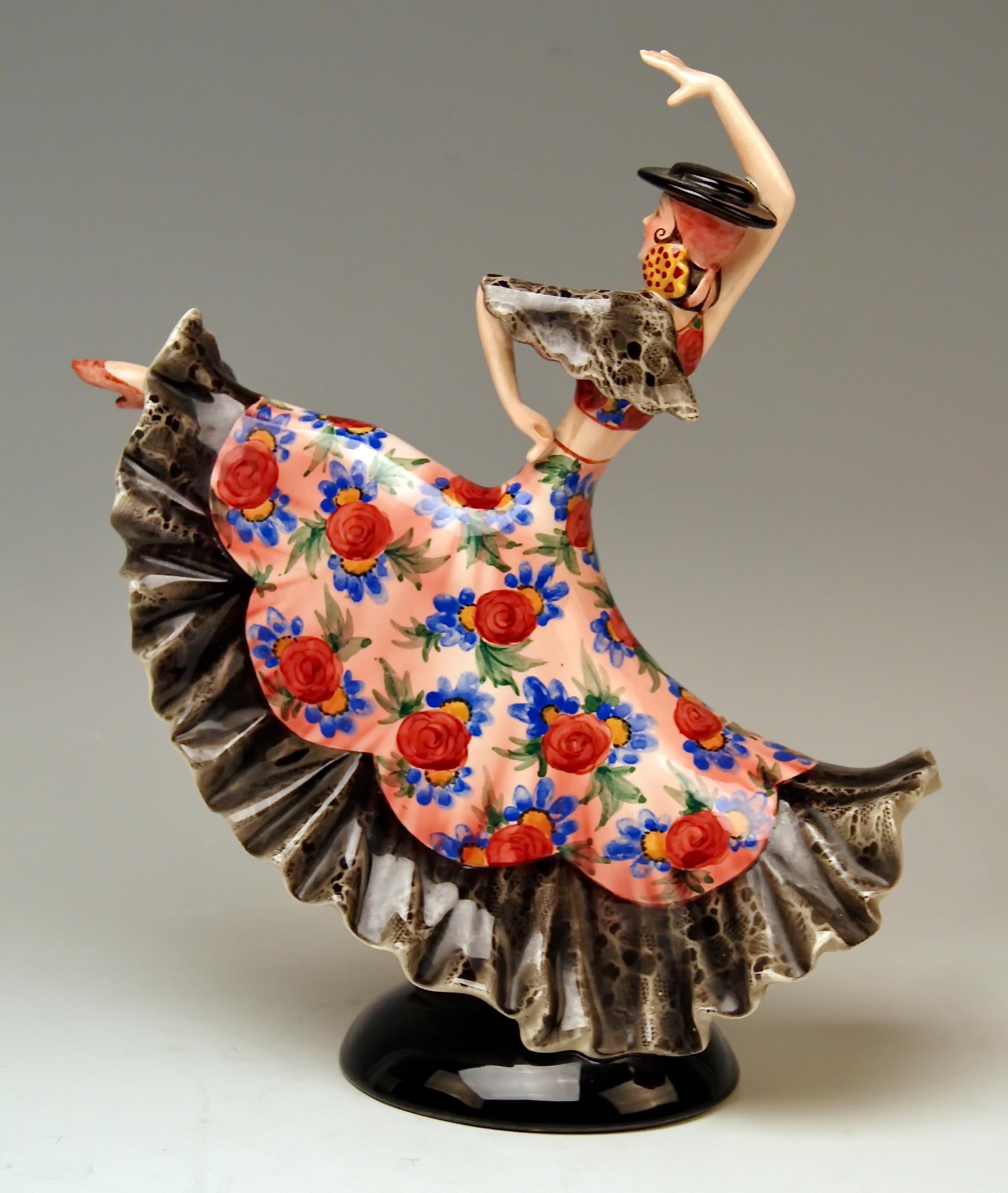 Austrian Keramos Spanish Lady Dancer Model 1400 by Stefan Dakon Made, circa 1950-1960