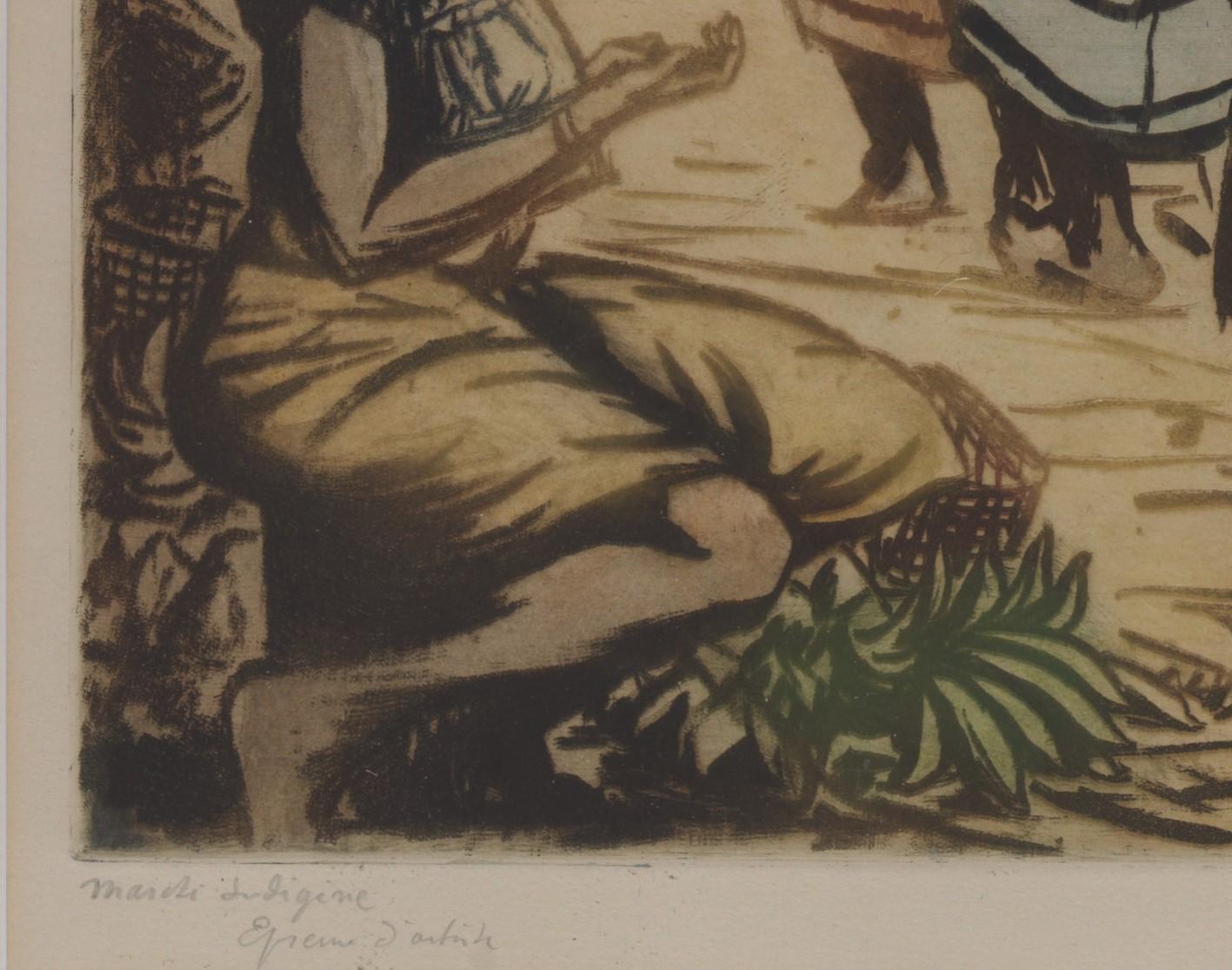 Kerels Henry, Kongo, Indigene Kunst, geätzt und farbig gefärbt (20. Jahrhundert) im Angebot