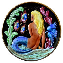 Kerina, Monaco, plateau mural en majolique Vallauris, années 1960