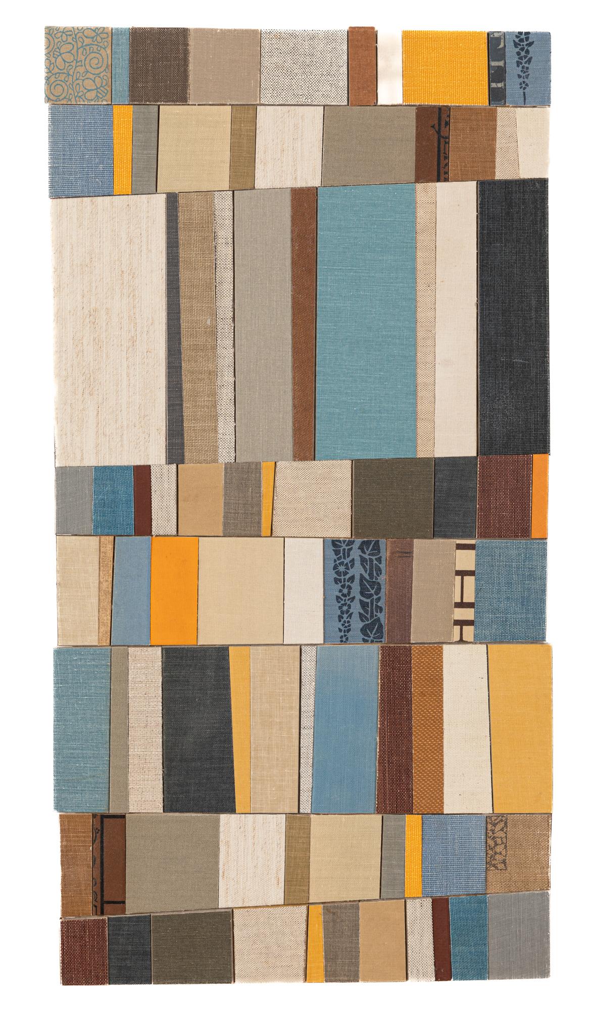 « Terrace », un collage abstrait de couvertures de livres rigides sur panneau de bois de Kerith Lisi