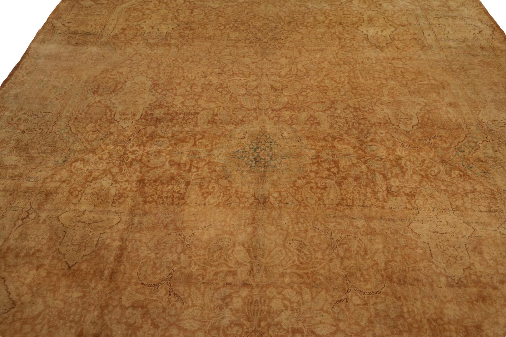 Antiker Kerman-Teppich in Zimmergröße, verblasst, beigerot, 9 x 15 im Angebot 5