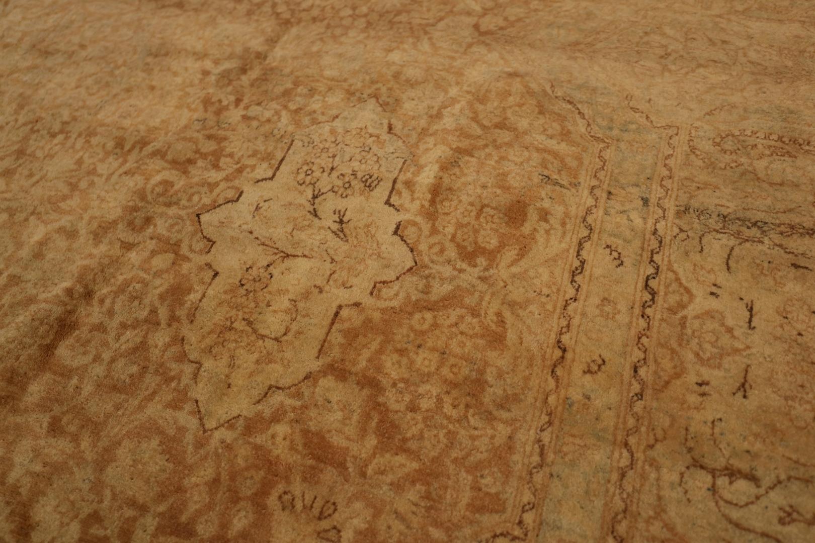 Antiker Kerman-Teppich in Zimmergröße, verblasst, beigerot, 9 x 15 im Angebot 7