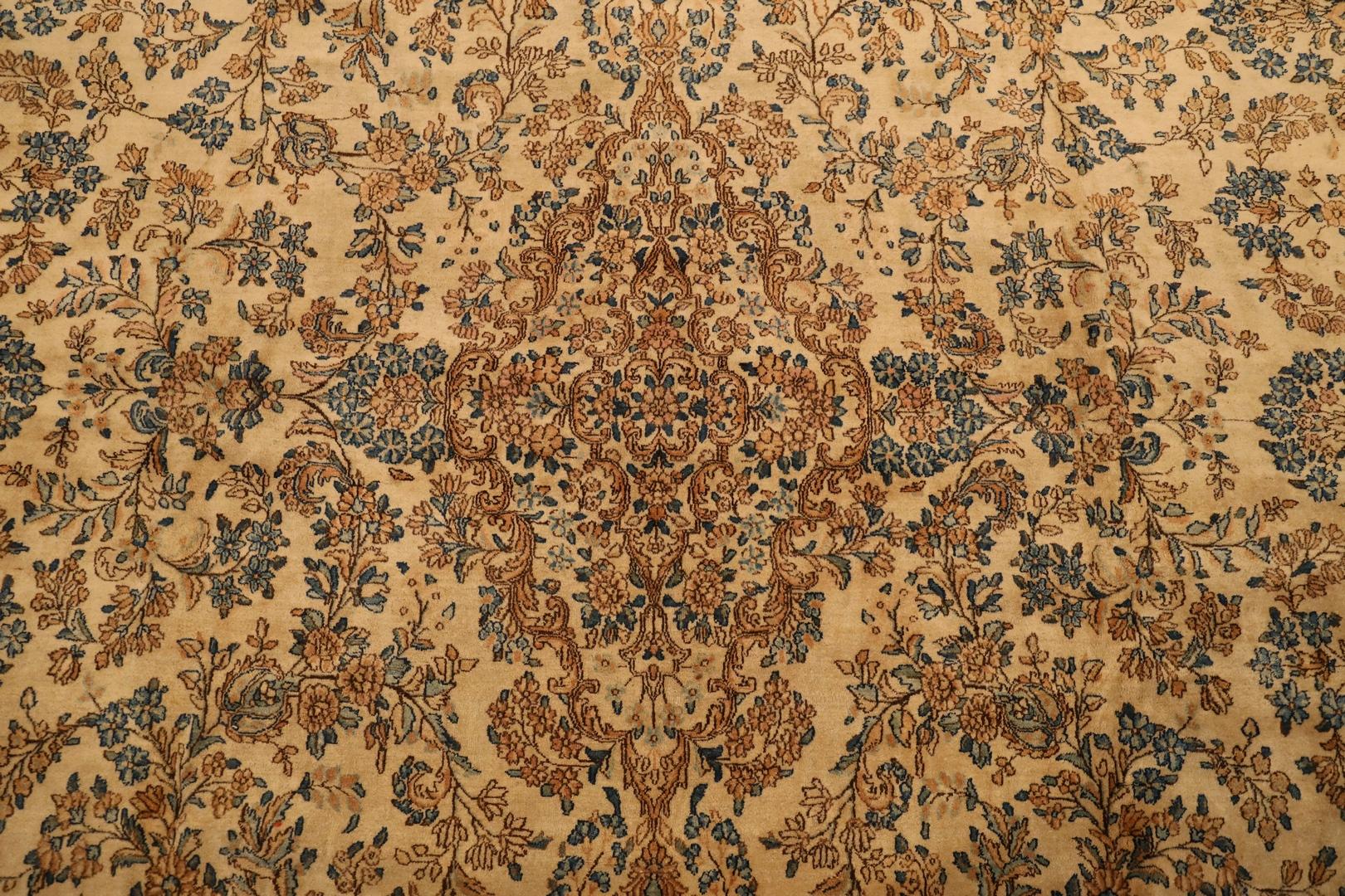 Kerman Antique Floral Gallery Size rug, Beige Blue - 11'7