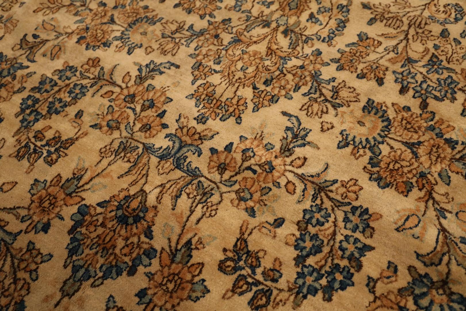 Kerman Antique Floral Gallery Size rug, Beige Blue - 11'7