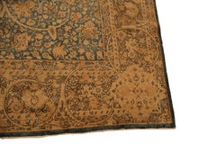 Kerman Antique Gallery Size Rug, Beige & Light/Medium-Blue - 10 x 19