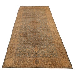 Kerman Antique Gallery Size Rug, Beige & Light/Medium-Blue - 10 x 19