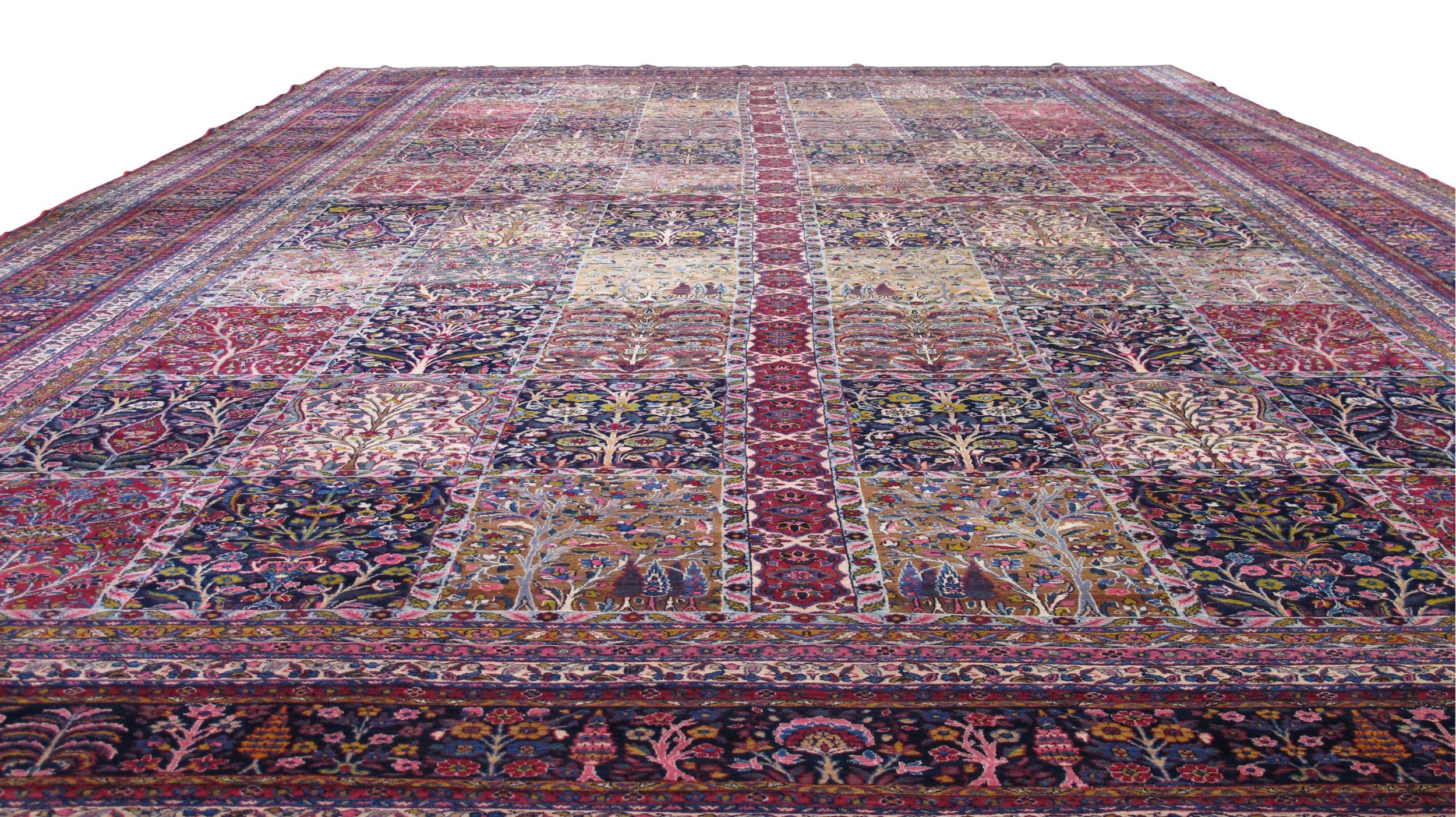 Début du 20ème siècle Tapis persan Kerman Palace taille 12 x 26 pouces en vente